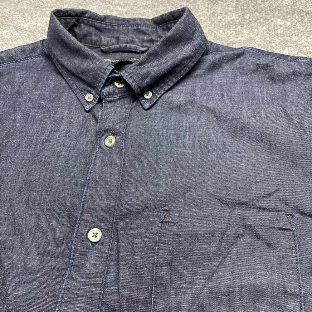 John Varvatos USA Mens Blue Cotton Modal Button Down Shirt W530S3B L
